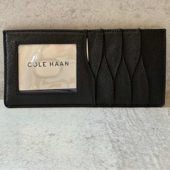 Cole Haan Reddington Card Case Wallet Black Leather - Picture 2 of 15